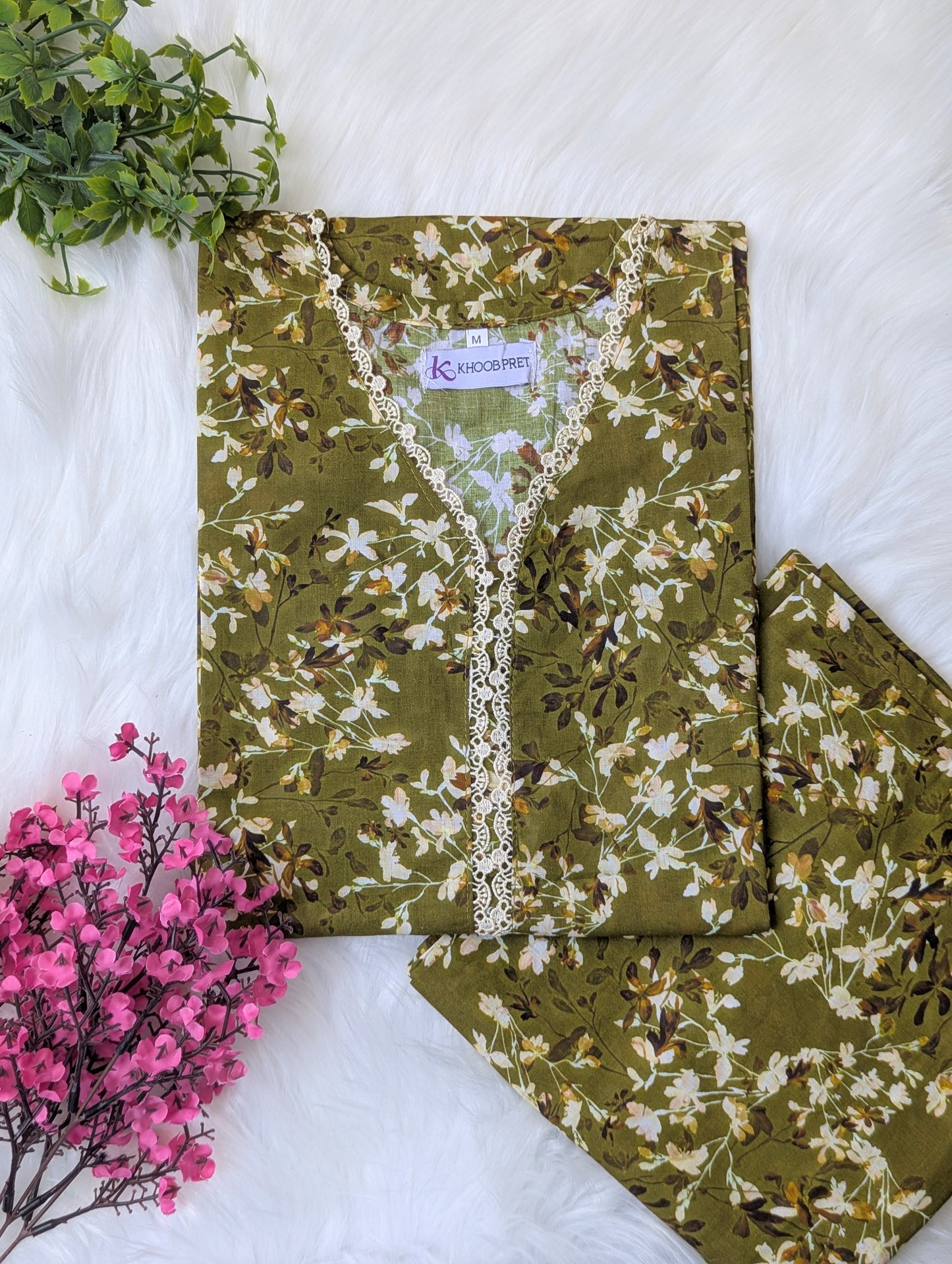 Green Petals Lawn Stitched 2pc