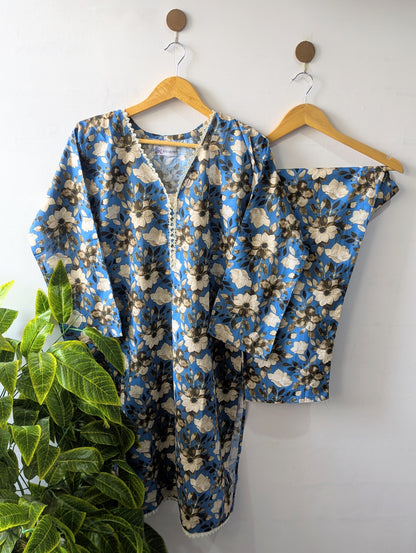 Blue Petals Lawn Stitched 2pc