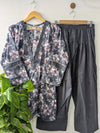 Ice Grey Floral Lawn Farshi Shalwar Set - 2pc Dress