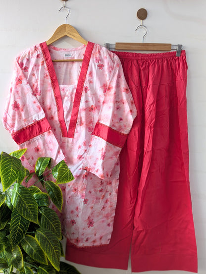 Pink Heaven Lawn Farshi Shalwar Set - 2pc Dress