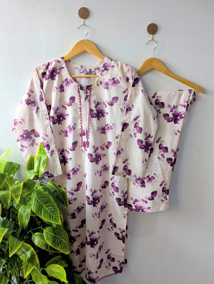 Purple Petals Lawn Stitched 2pc