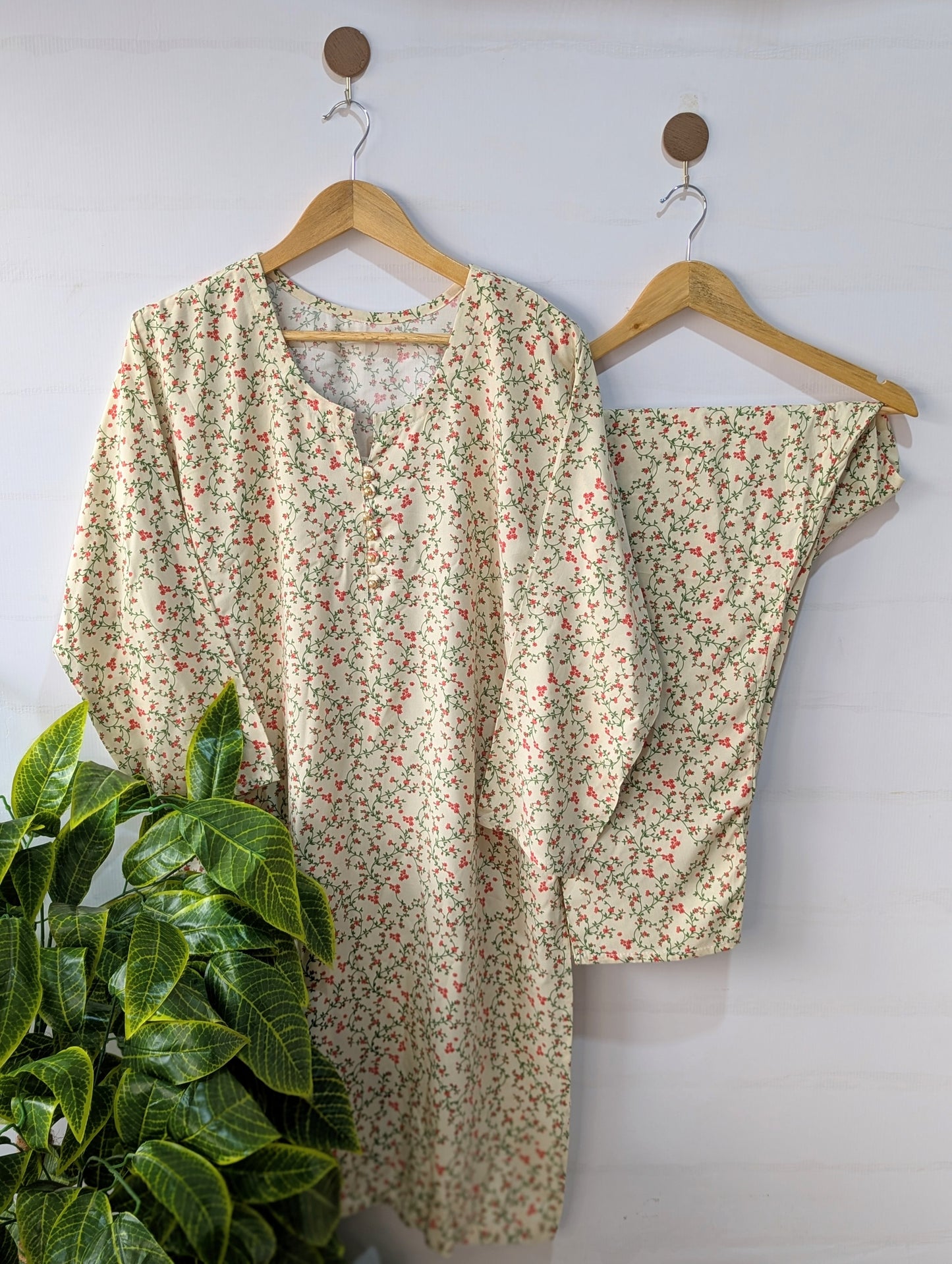 Ivory Coral Linen 2pc Dress
