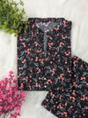 Black Petals Linen Stitched 2pc