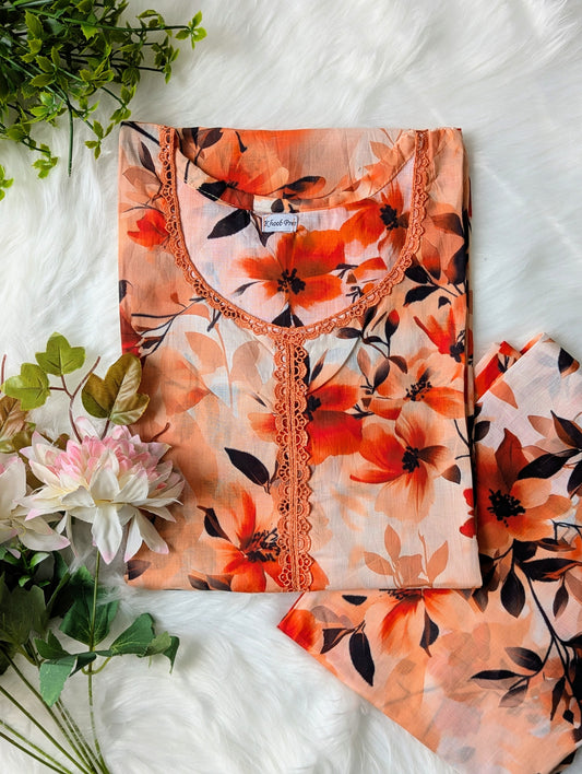 Saffron Floral lawn 2pc Co-ord Set