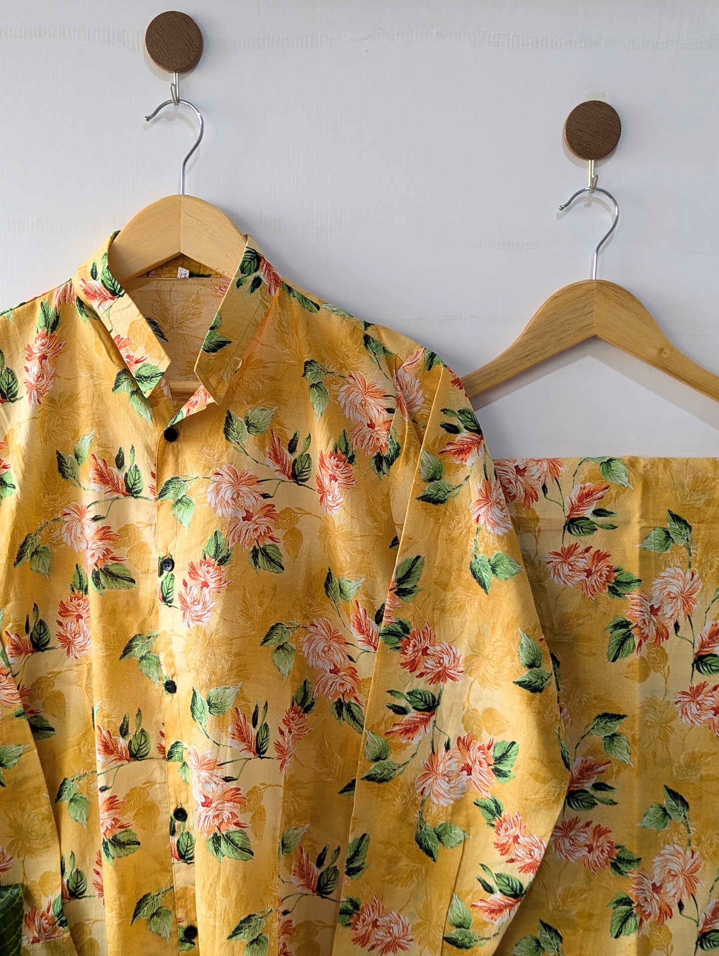 Mustard Florals Lawn Button Down Co-ord