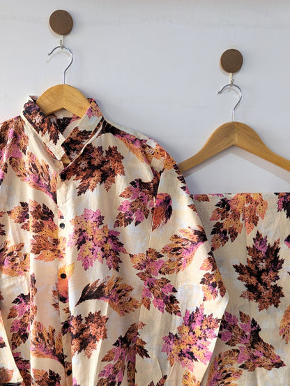 Fall Petals Lawn Button Down Co-ord