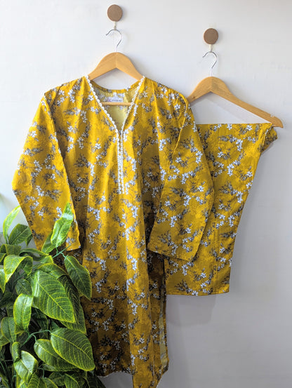 Mustard Petals Lawn Stitched 2pc