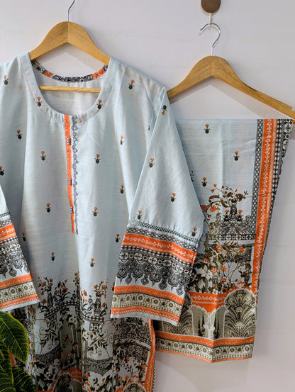 Azure Oasis Khaddar 2pc Set
