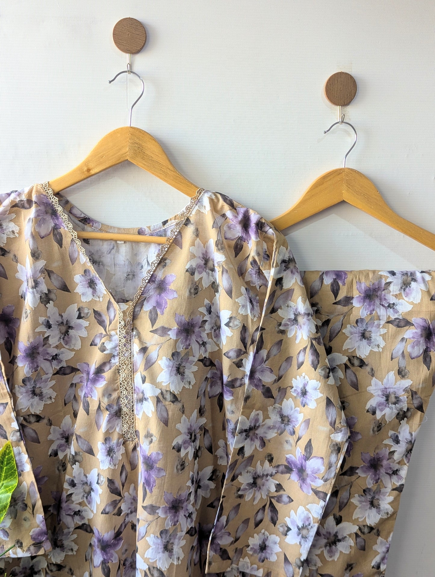 Pastel Voilet Lawn Stitched 2pc