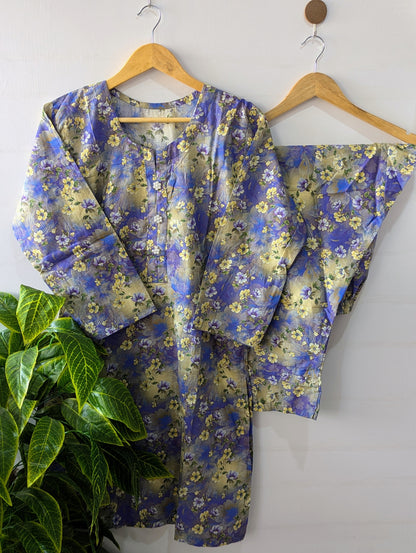 Deep Florry Lawn 2pc Co-ord Set