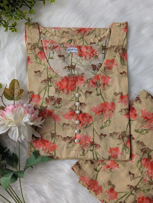 Spring Beige Lawn 2pc Co-ord Set