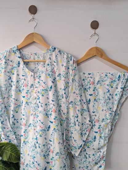 Sea White Petals Linen 2pc Dress