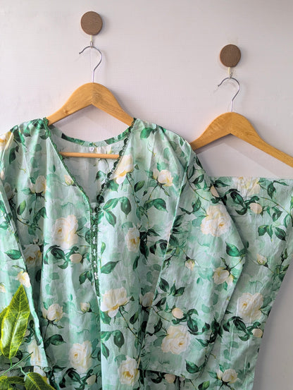 Green Florals Lawn Stitched 2pc