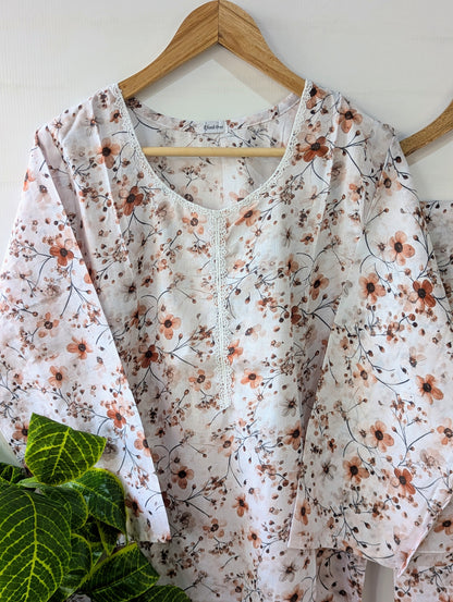 White Florry Lawn 2pc Co-ord Set