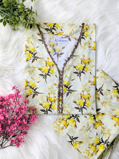 Yellow Petals Lawn Stitched 2pc