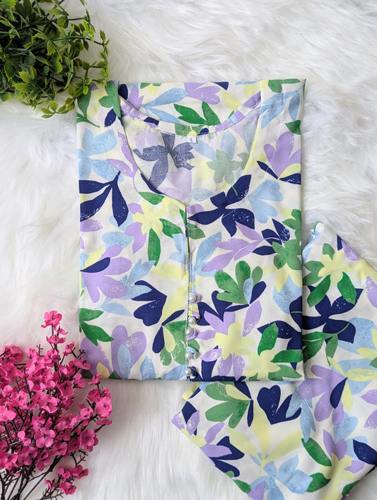 Lavender Splash Linen Stitched 2pc Dress