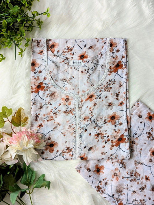 White Florry Lawn 2pc Co-ord Set