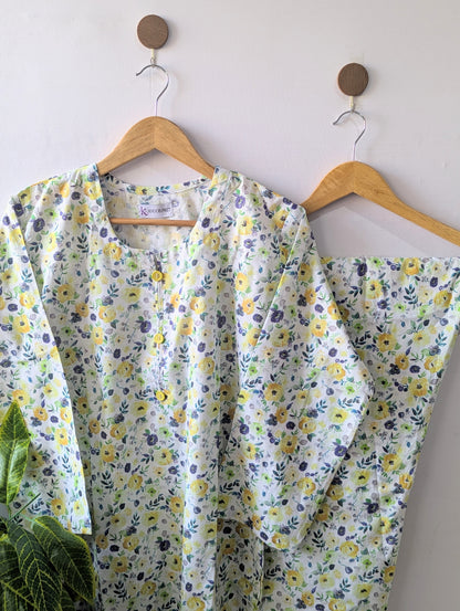 Sea Green Florals Lawn Stitched 2pc