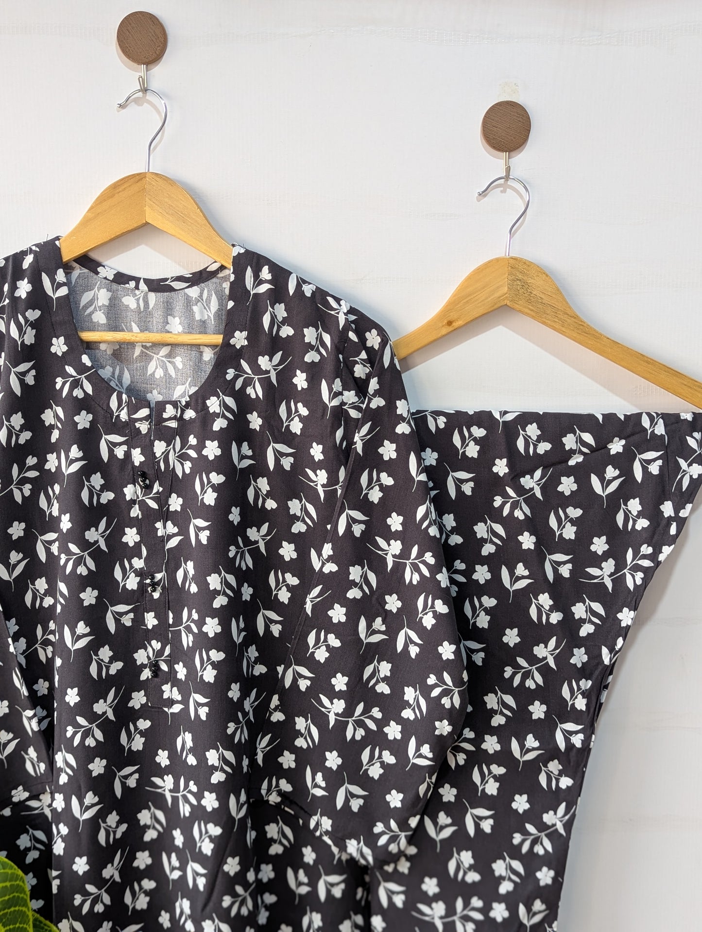 Charcoal Petals Linen 2pc Dress