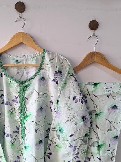 Light Green Petals Lawn 2pc Co-ord Set