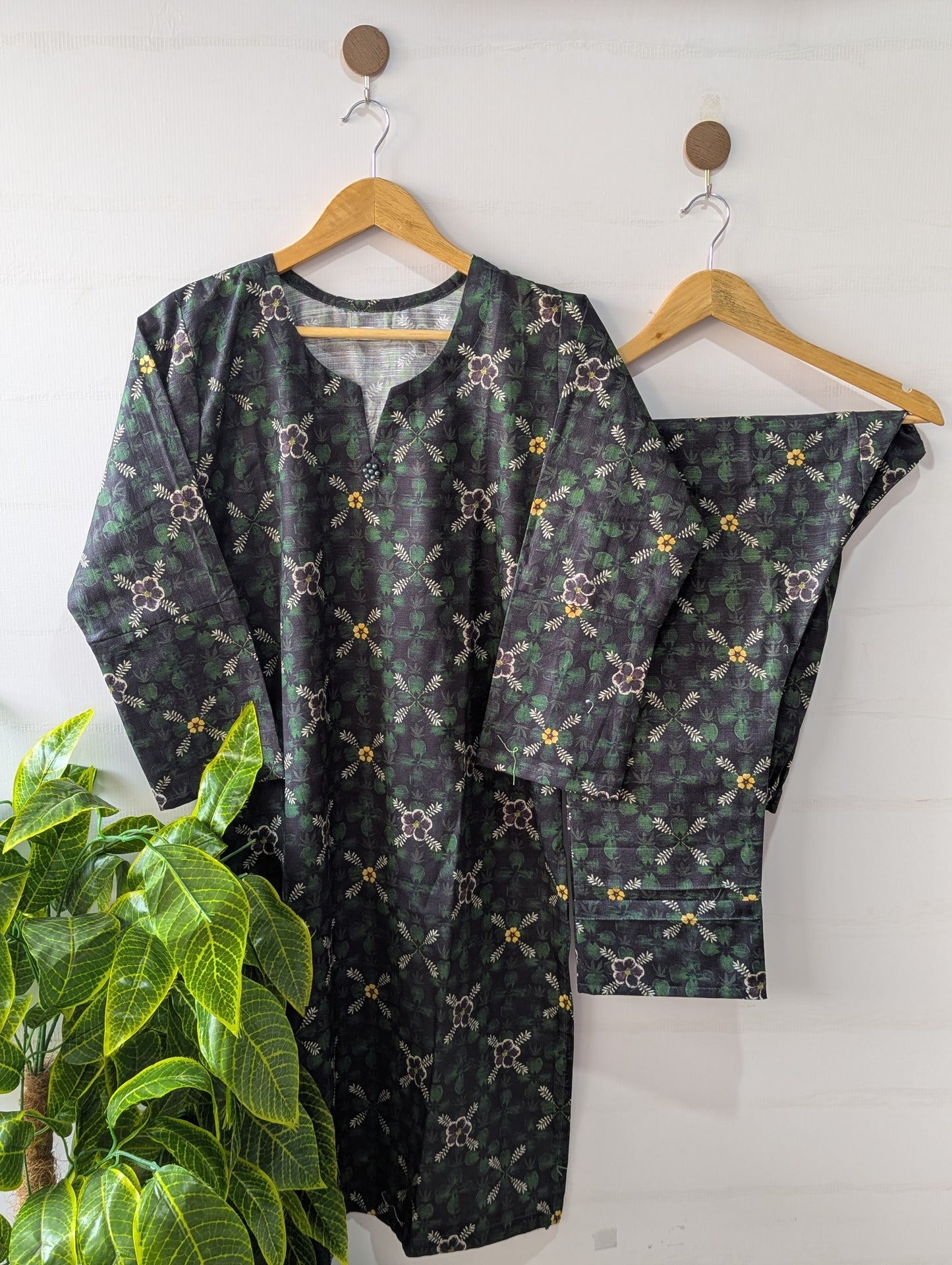 Dark Flora Khaddar Stitched 2pc Dress