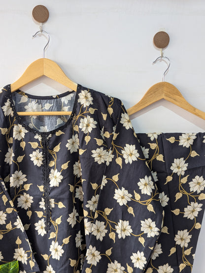Black Daisy Lawn 2pc Co-ord Set