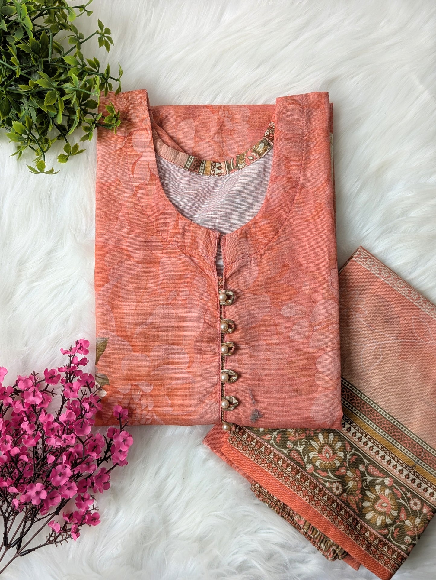 Light Orange Khaddar Stitched 2pc