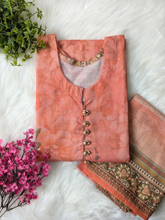 Light Orange Khaddar Stitched 2pc
