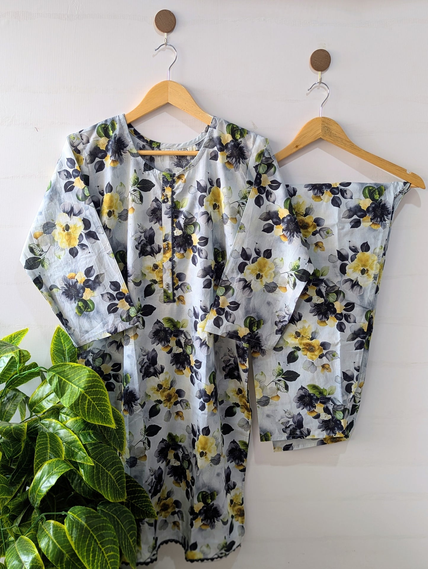 Grey & Black Petals 2pc Co-ord Set