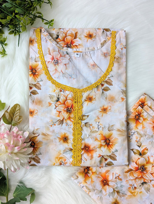 Yellow Florals Lawn 2pc Co-ord Set