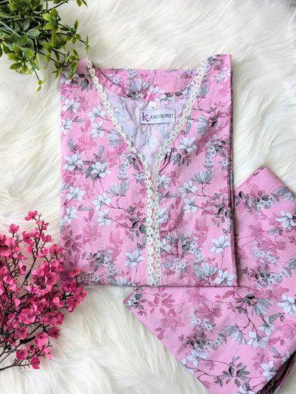Baby Pink Petals Lawn Stitched 2pc