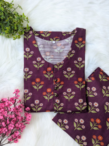 Burgundy Florals Khaddar Stitched 2pc