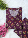Burgundy Florals Khaddar Stitched 2pc