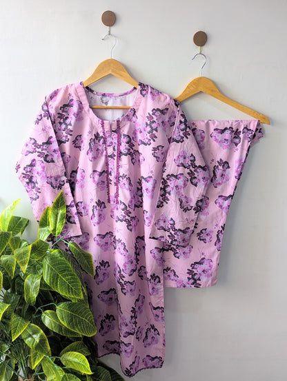 Lavender Floral Lawn Stitched 2pc