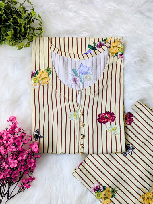 Sunkissed Florals Linen Stitched 2pc Dress