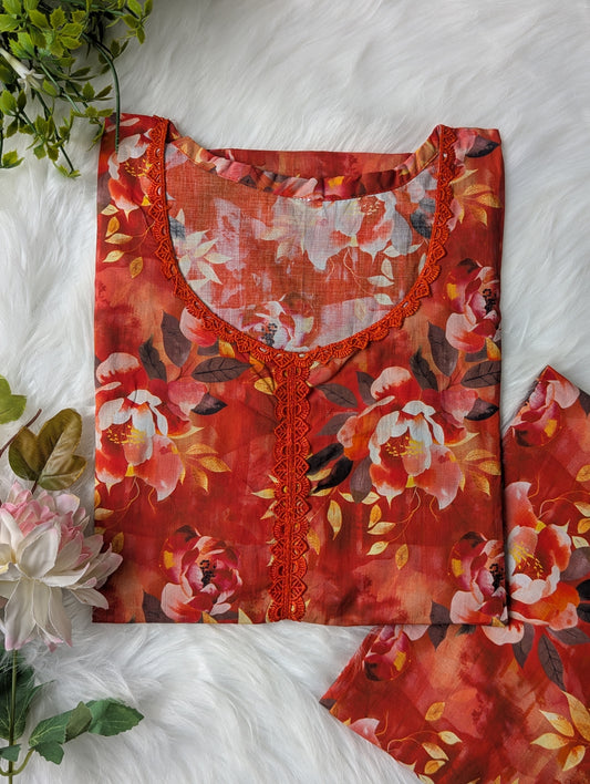 Floral Flames Lawn 2pc Co-ord Dress