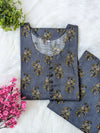 Grey Florals Khaddar Stitched 2pc