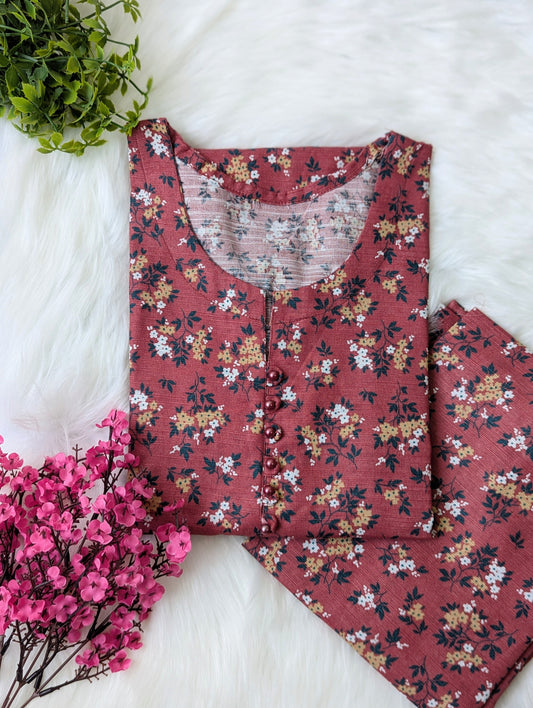 Maroon Petals Khaddar Stitched 2pc