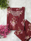 Floral Maroon Khaddar Stitched 2pc