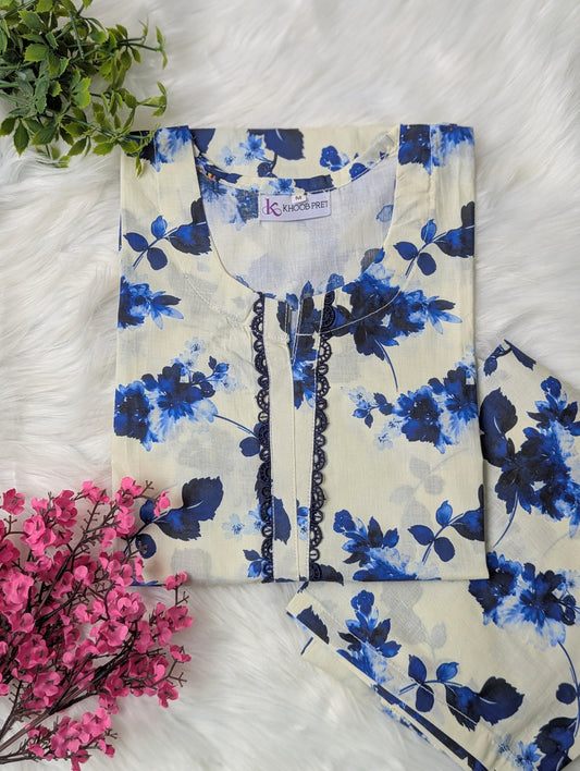 Blue Blossom Lawn Stitched 2pc