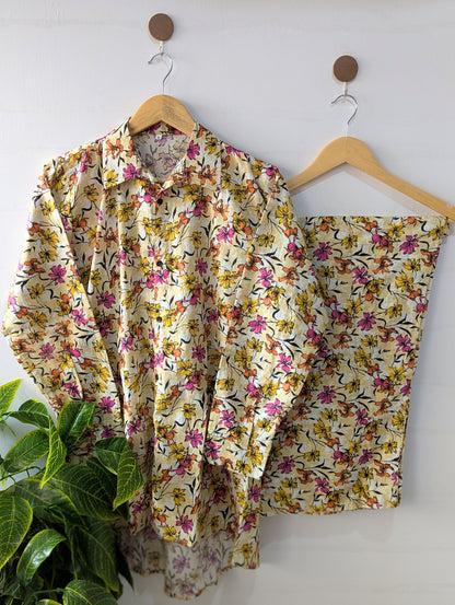Amber Petals Lawn Button Down Co-ord
