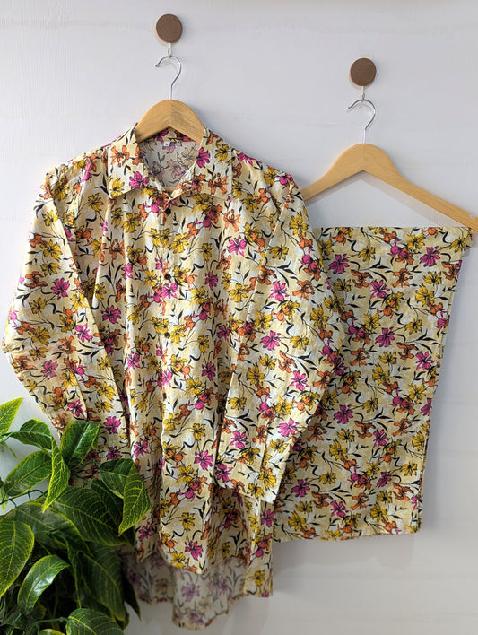 Amber Petals Lawn Button Down Co-ord