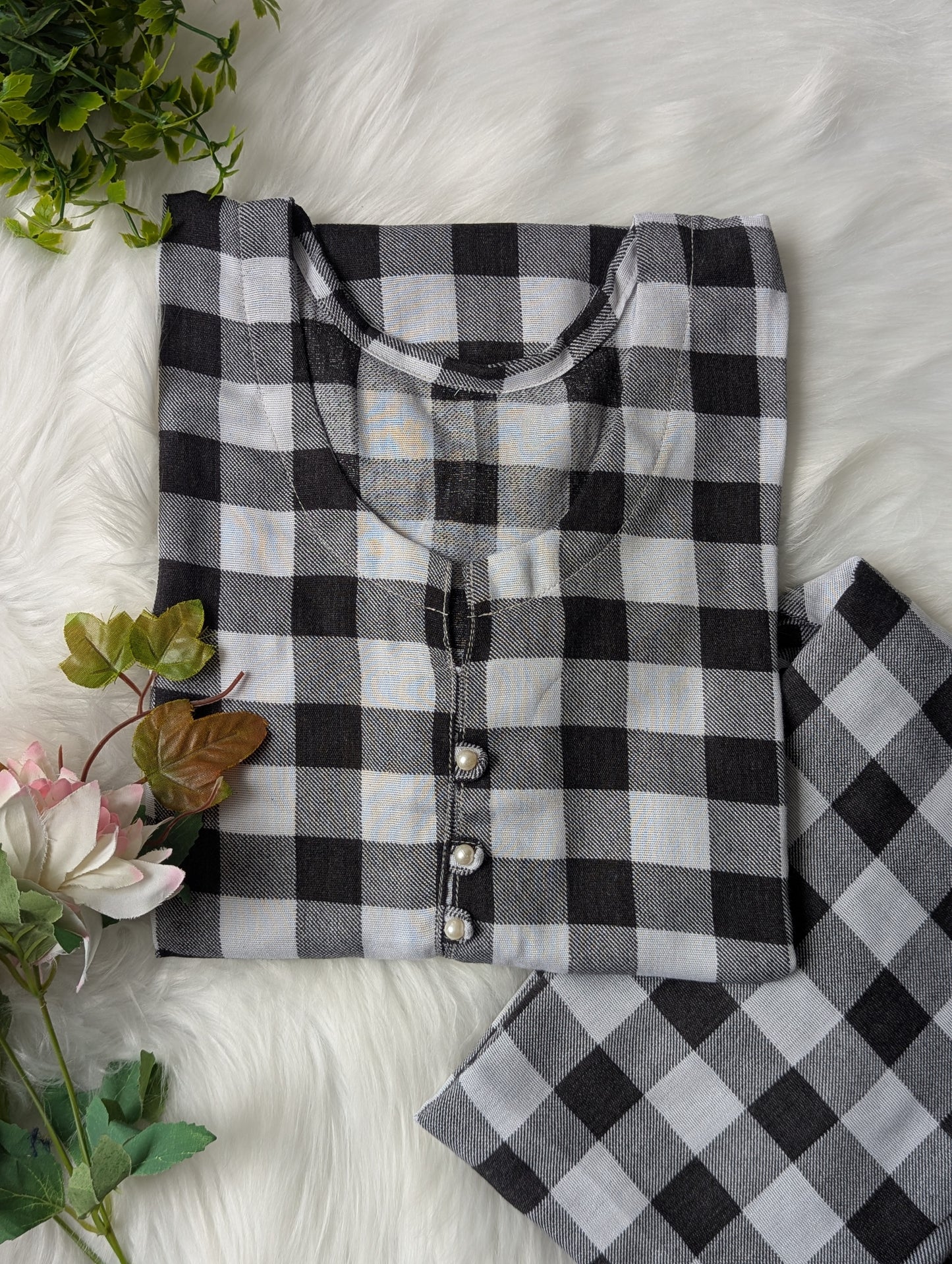 Mono Checks Linen 2pc Dress