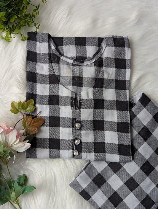 Mono Checks Linen 2pc Dress