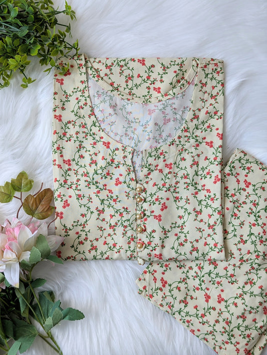 Ivory Coral Linen 2pc Dress