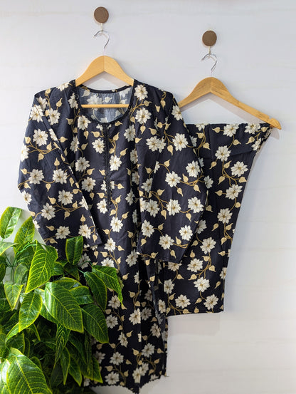 Black Daisy Lawn 2pc Co-ord Set