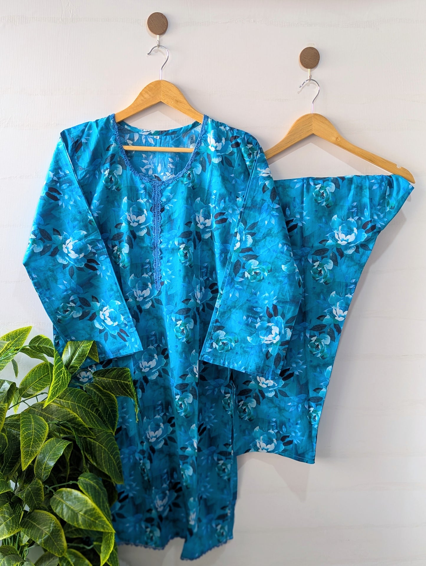 Aqua Petals Lawn 2pc Co-ord Set