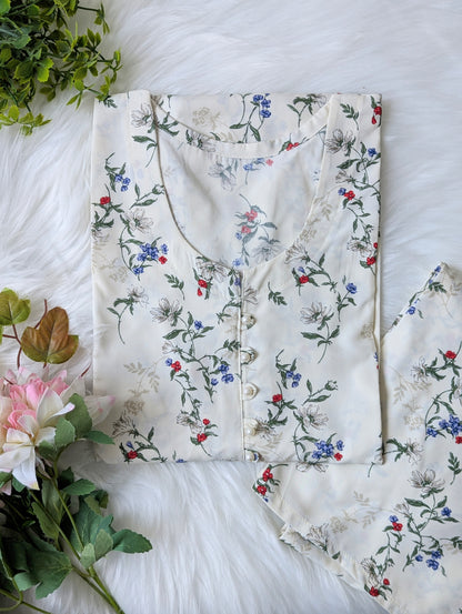 White Florals Linen 2pc Dress