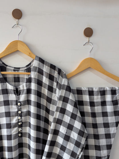 Mono Checks Linen 2pc Dress