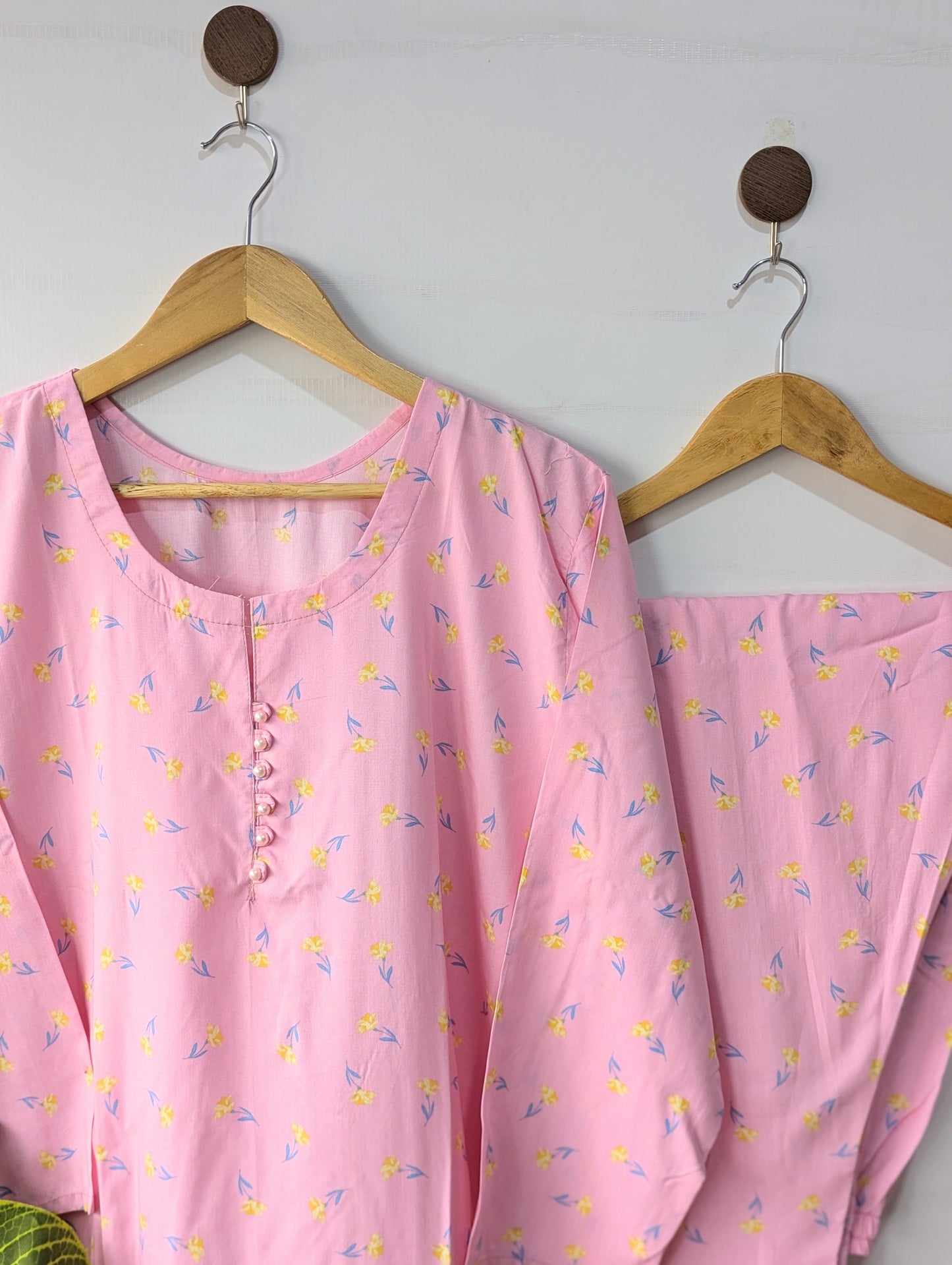 Baby Pink Floral Linen 2pc Dress